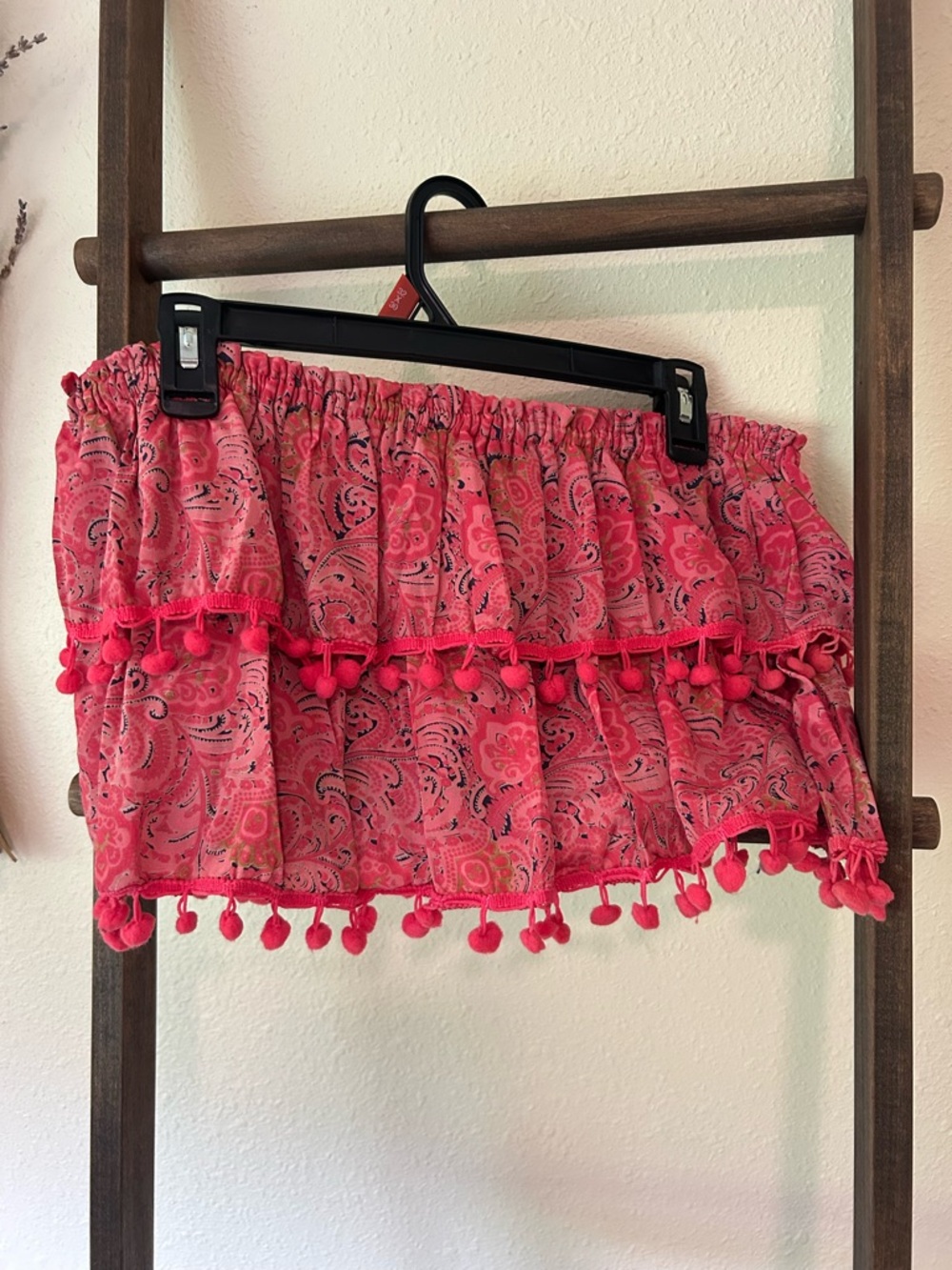 Women’s Pink Tiered Pom Pom crop top